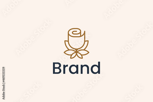 line art outline minimalist rose flower logo design.
