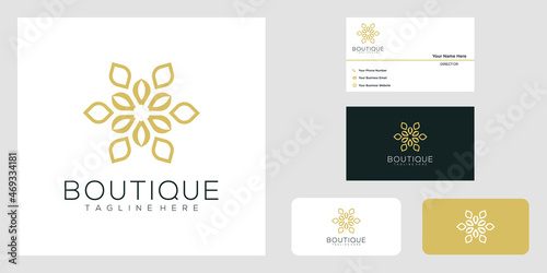 Yoga classes logo design made with leaves and flowers with simple lines