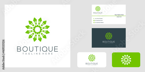 Yoga classes logo design made with leaves and flowers with simple lines