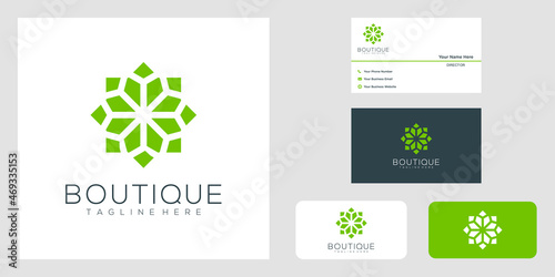 Yoga classes logo design made with leaves and flowers with simple lines