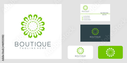 Yoga classes logo design made with leaves and flowers with simple lines