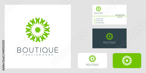 Yoga classes logo design made with leaves and flowers with simple lines