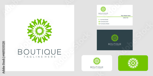 Yoga classes logo design made with leaves and flowers with simple lines