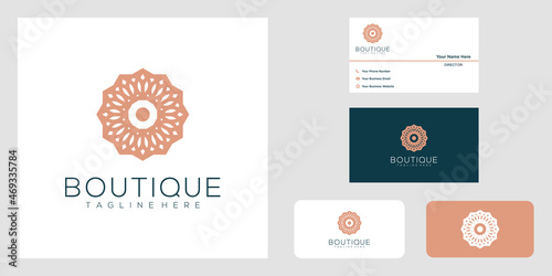 Yoga classes logo design made with leaves and flowers with simple lines