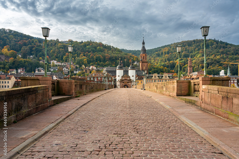 Φωτογραφία Heidelberg mit der Alten Brücke und Villen am Neckar, Deutschland