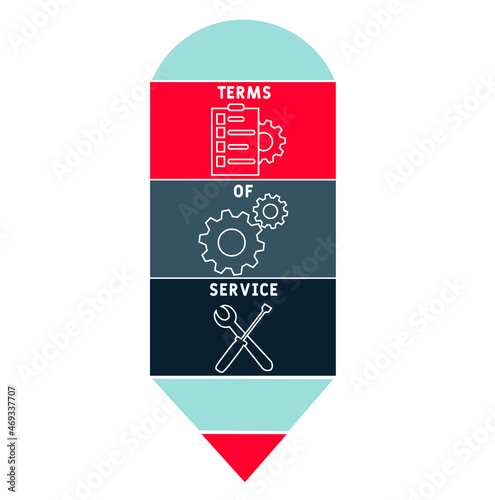 TOS - Terms Of Service acronym. business concept background. vector illustration concept with keywords and icons. lettering illustration with icons for web banner, flyer