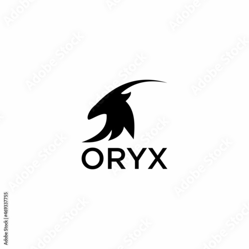 Oryx head logo design on white background Wild Animals Vector illustration