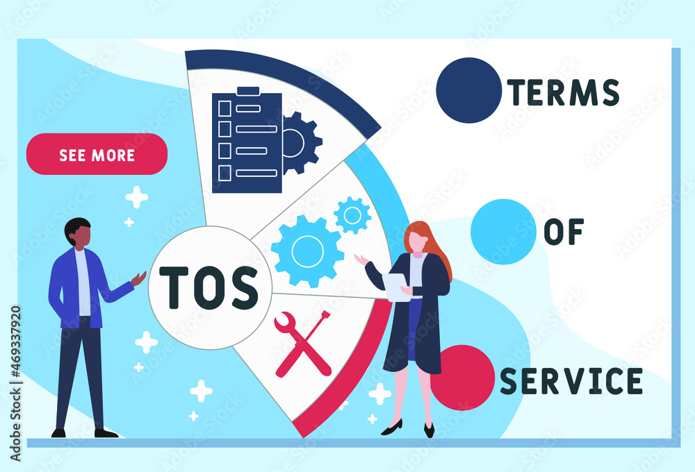 TOS - Terms Of Service acronym. business concept background. vector illustration concept with keywords and icons. lettering illustration with icons for web banner, flyer TOS - Terms Of Service acronym. business concept background. vector illustration concept with keywords and icons. lettering illustration with icons for web banner, flyer