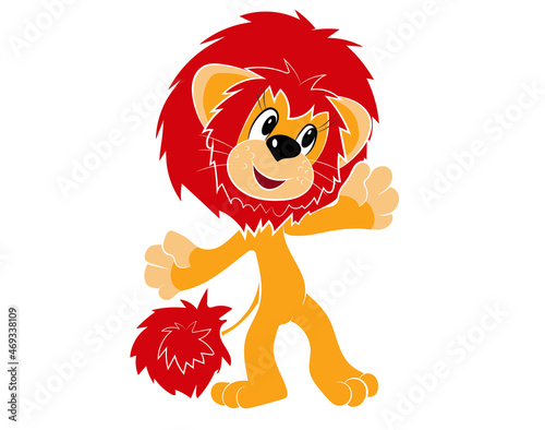 Cartoon lion isolated on white background. Vector illustration.