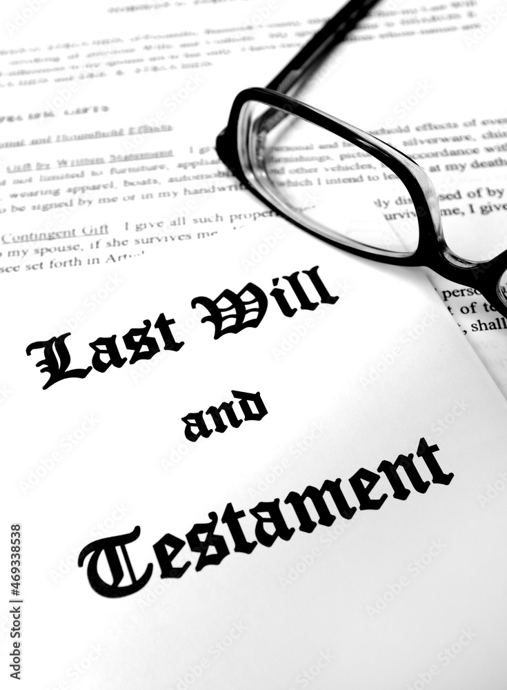Last Will and Testament for Estate Planning with Glasses Last Will and Testament for Estate Planning with Glasses