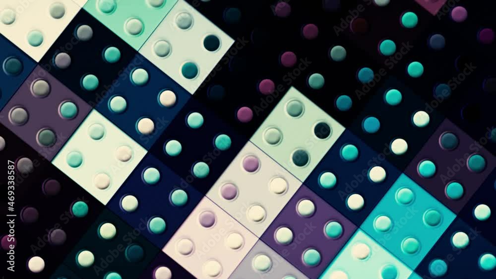 Vintage domino gaming background with rotating surface of tiles. Motion. Old fashioned game with many blocks.