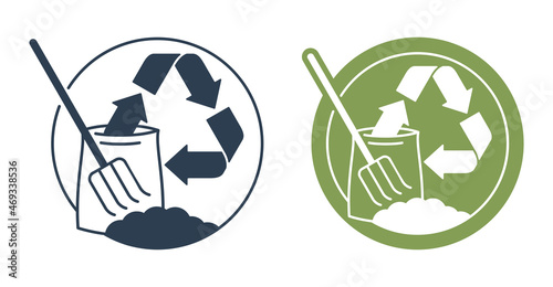 Organic fertilizer icon with pitchfoek