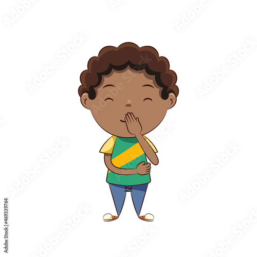 Boy hiding laugh