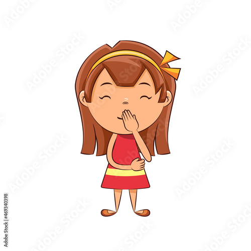 Girl hiding laugh gesture