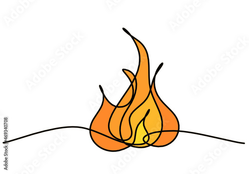 Abstract fire as line drawing on white background. Vector