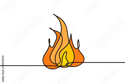 Abstract fire as line drawing on white background. Vector