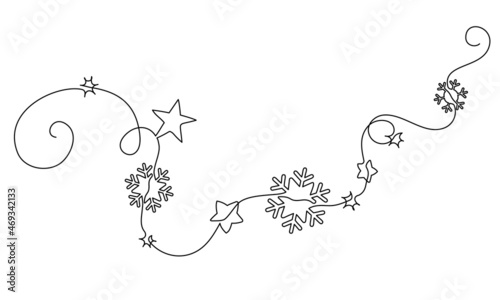 Merry Christmas decoration. Continuous one line drawing art