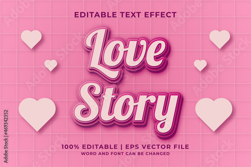 Editable text effect - Love Story 3d template style premium vector