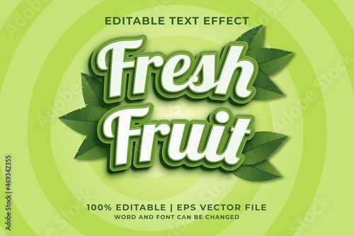 Editable text effect - Fresh Fruit 3d template style premium vector