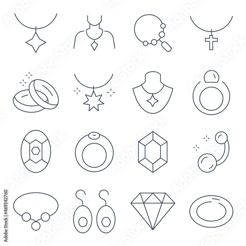 Jewelry icons set. Jewelry pack symbol vector elements for infographic web