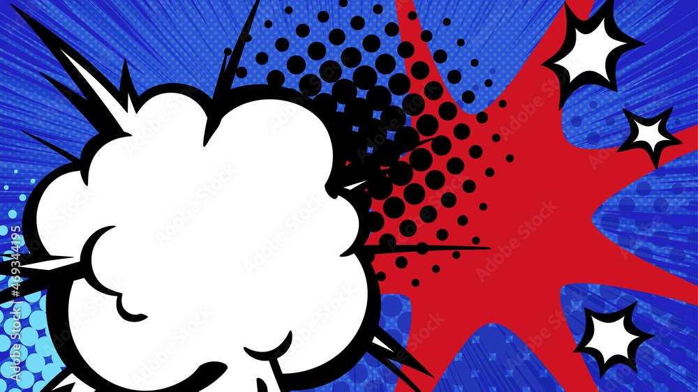 爆発の煙の背景イラスト アメコミ風 青 16 9 Stock Vector Adobe Stock