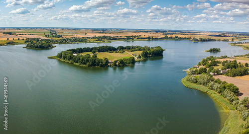 Aerial view of Lednica Lake in Summer