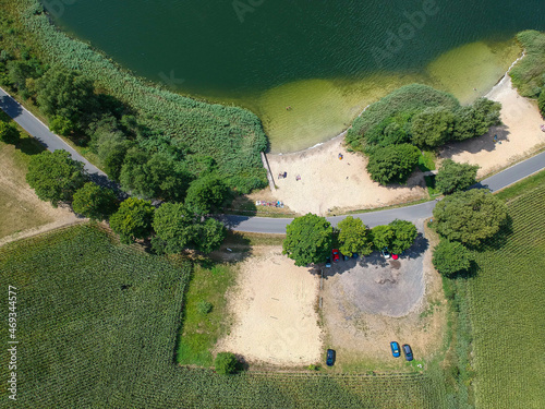 Aerial view of Lednica Lake in Summer photo