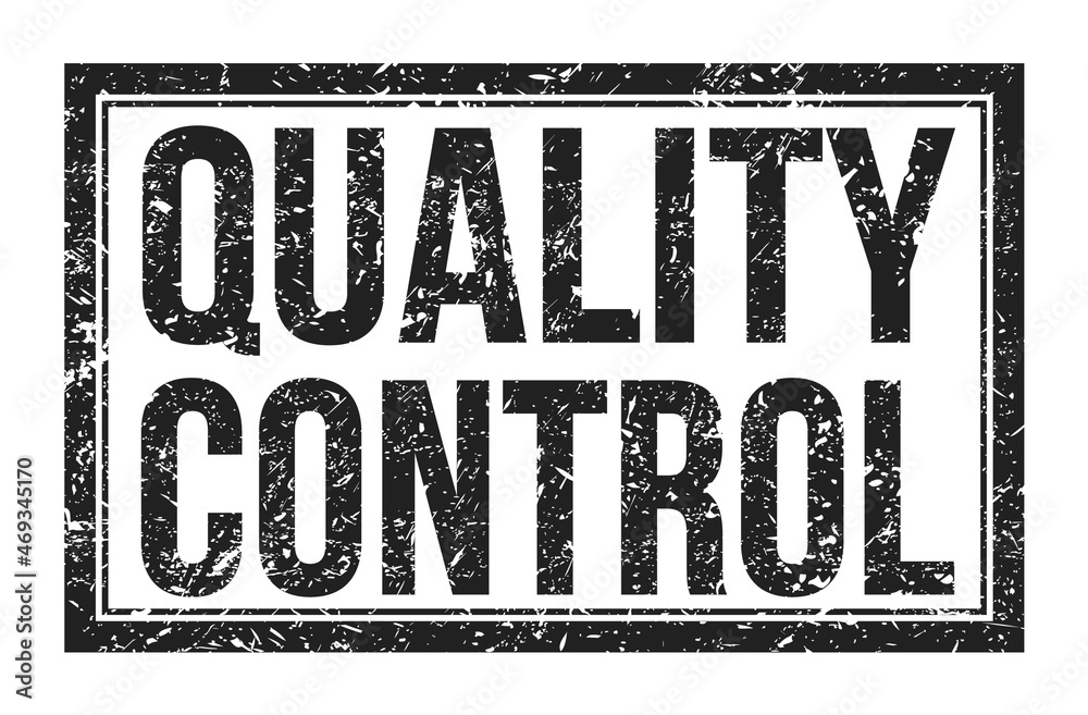 QUALITY CONTROL, words on black rectangle stamp sign Stock Illustration