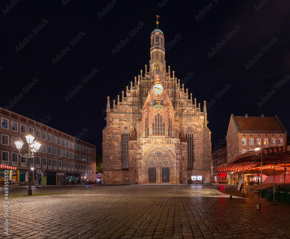 Church of the Virgin Mary in the old town of Nuremberg, Franconia, Germany.