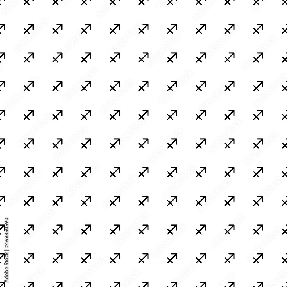 Square seamless background pattern from geometric shapes. The pattern is evenly filled with big black zodiac sagittarius symbols. Vector illustration on white background Square seamless background pattern from geometric shapes. The pattern is evenly filled with big black zodiac sagittarius symbols. Vector illustration on white background