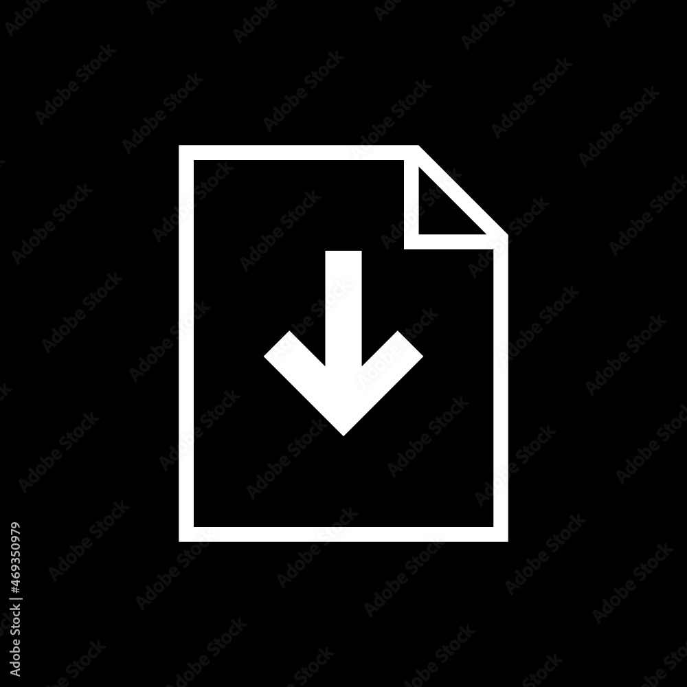 Download file icon isolated on dark background Download file icon isolated on dark background