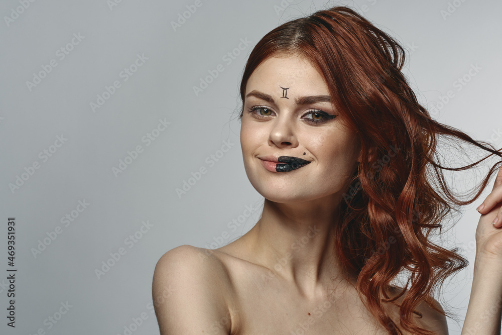 Fototapeta premium pretty woman bright makeup zodiac sign astrology gemini