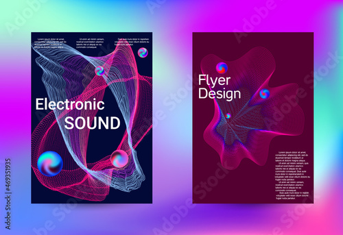 Set of modern abstract musical backgrounds. Sound flyer for creating a fashionable cover, banner, poster, booklet.