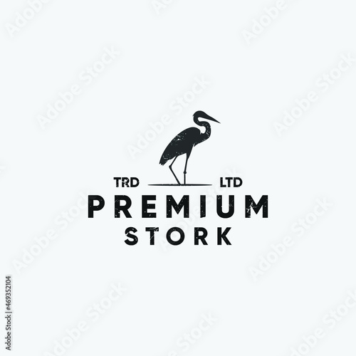 Premium stork silhouette vintage logo design