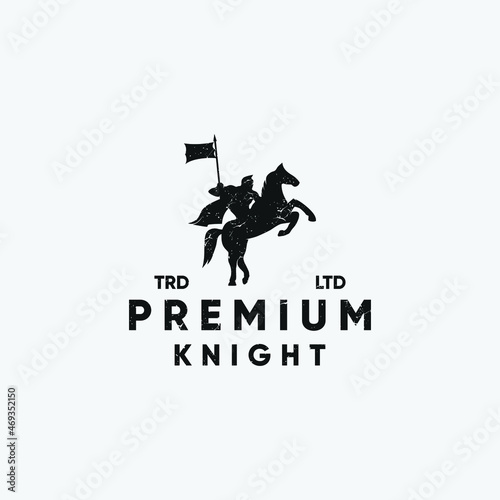 Knight Horse silhouette vintage logo design