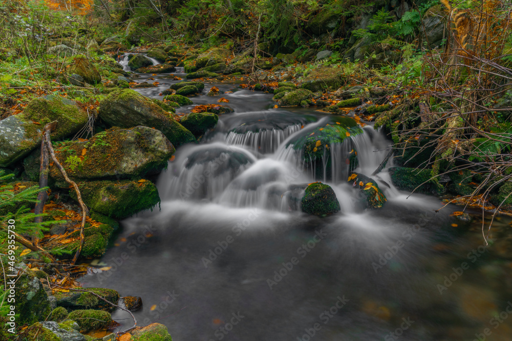 Obraz premium Sumny and Bily creek in autumn morning in Jeseniky mountains