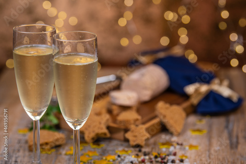 Christmas, new year celebration, champaign, foie gras toast, French gastronomy, France