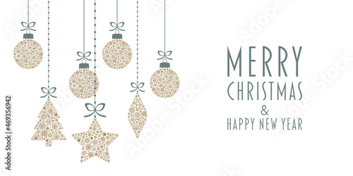 Christmas Balls. Winter Holidays Hanging Decoration. Vector Illustration.