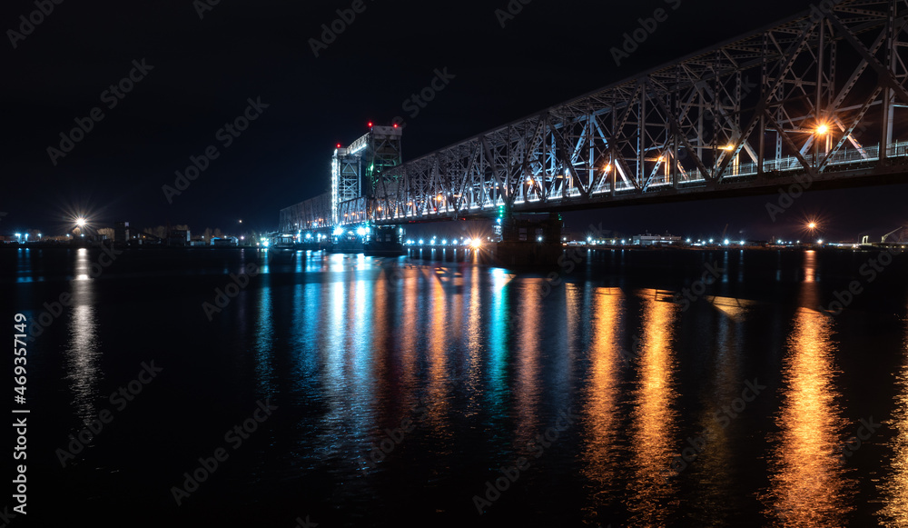 night view of the bridge over river