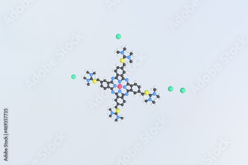 Molecule of alcian blue, isolated molecular model. 3D rendering
