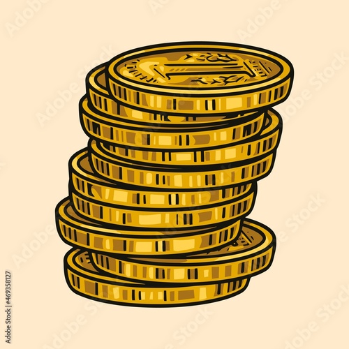 Stack of gold coins template