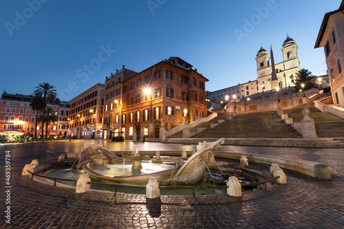Night view from Piazza di Spagna (Spain's square) in Roma, Lazio, Italy.