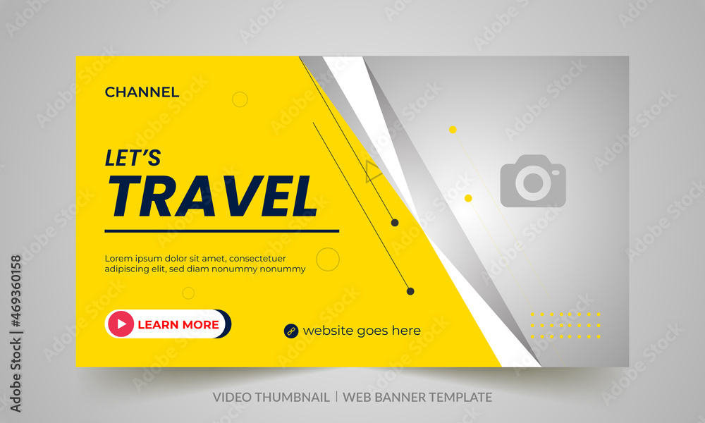 Obraz premium Editable video thumbnail design. Professional travel agency web banner or video thumbnail template design. Traveling business promotion banner