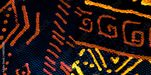 Ethnic Carpet. Orange African Portrait