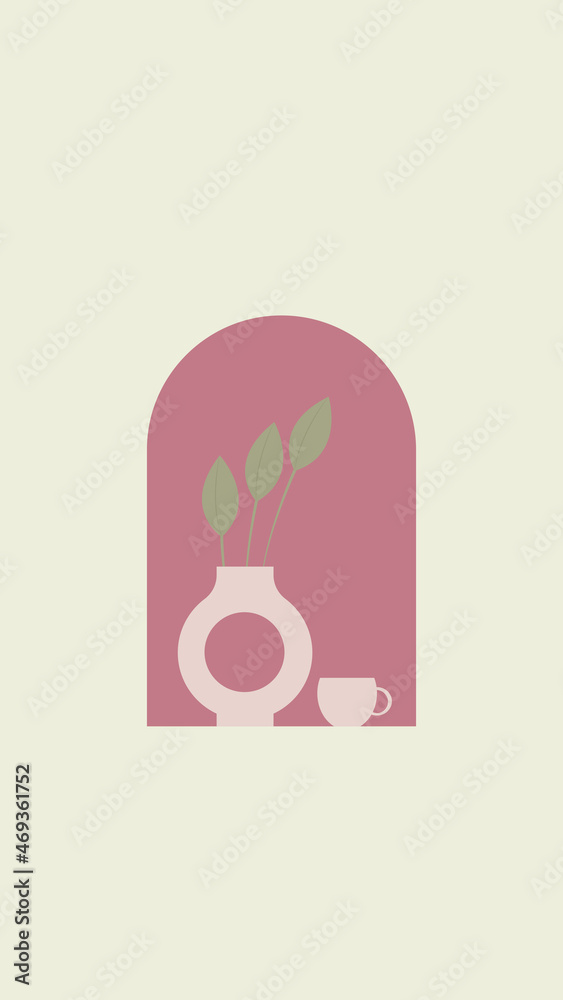 Abstract Minimalistic Poster with Vase and Cup Abstract Minimalistic Poster with Vase and Cup