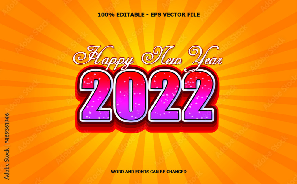 2022 Happy New Year Editable Golden Text Effect Fireworks Banner Background