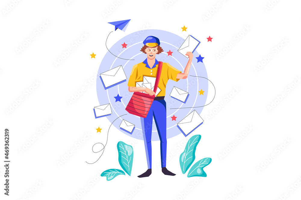 Newsletter Illustration concept. Flat illustration isolated on white background.