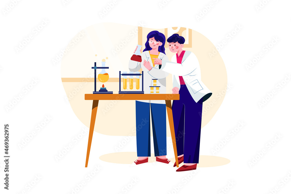 Medical Research Illustration concept. Flat illustration isolated on white background.