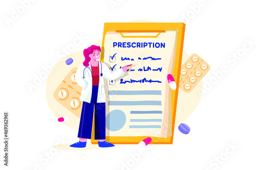 Doctor Prescription Illustration concept. Flat illustration isolated on white background.