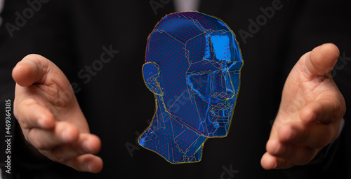 Human head cyber mind digit...